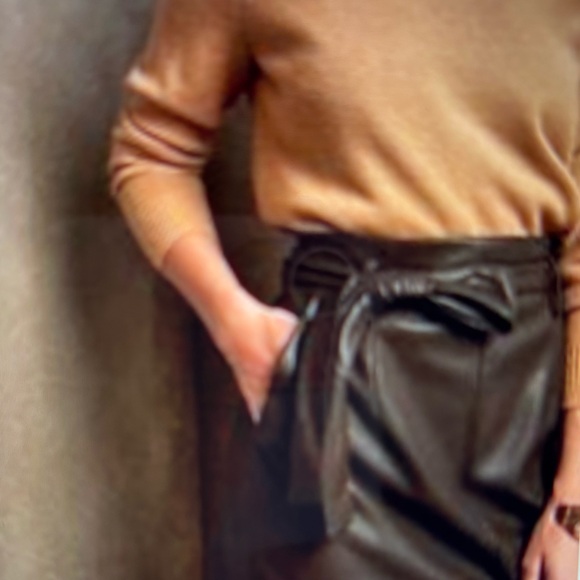 GAP Dresses & Skirts - NWT Banana Republic Vegan Soft Brown Leather Skirt Machine Wash Size 10 Pockets